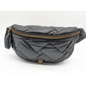 KURT GEIGER Kensington quilted soft leather large belt bag /sling bag -BLACK